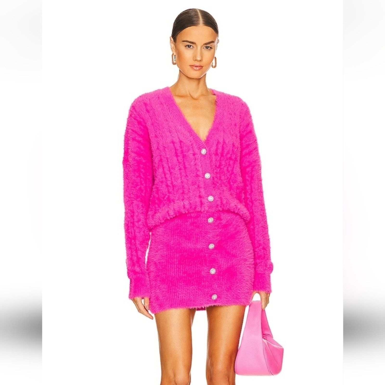 Retrofete Tala Fuzzy Mini Dress In Fuzzy Magenta Pink Size Xl Sweater